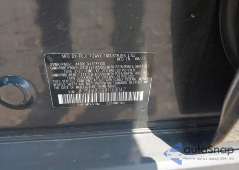 2011 Subaru Forester 2.5X из США, поврежденный, VIN JF2SHABC6BH769042